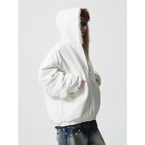 现货仿牛仔座山雕棉服美式连帽毛毛重磅设计感外套A170-M901-P142图片