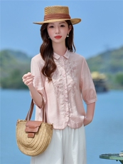 现货！现货！2026夏季新款时尚刺绣衬衫女，女装衬衫，以桐