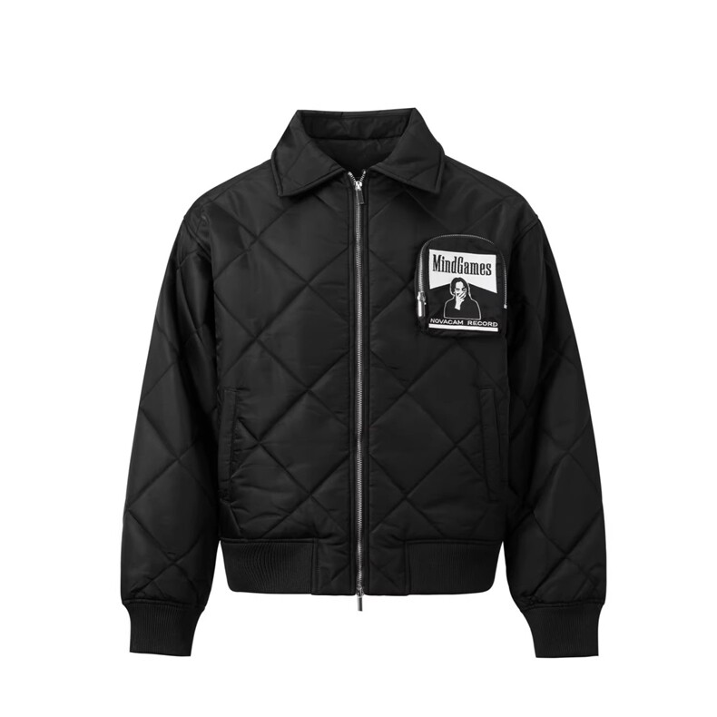 菱形格棉衣翻领棉衣外套 万宝路刺绣棉服D328-MY968-P128图片