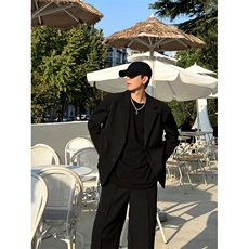 黑色休闲西装外套痞帅高级感英伦雅痞男装设计师款西服RF010-P75，男装西服，星座1005-6