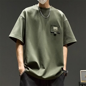 夏季时尚机车短袖T恤男生潮流休闲宽松套头上衣图片