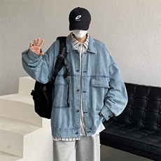 春季复古工装牛仔夹克男韩版百搭宽松ins情侣潮流外穿JK0523-P55，男装夹克，星座308B-1