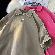 polo衫男夏季短袖t恤衣服高街潮牌潮流美式复古半袖XP77091-P45，男装Polo衫，电商A042