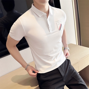 2024新款丝光珠地面料修身翻领短袖POLO衫男PL9302-p55图片