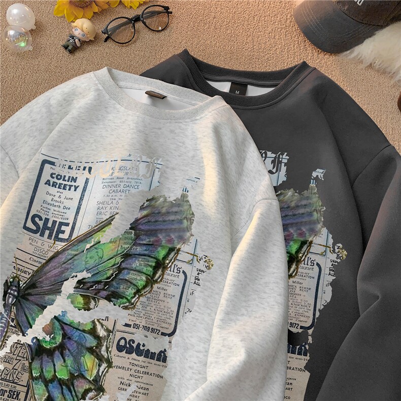 高品质！360克重磅秋季潮牌宽松圆领卫衣FY341p35加绒p45控58,男装卫衣,星座610B-1