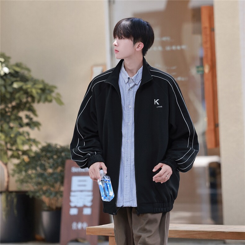 2025秋季新款简约条纹男开衫夹克外套JK518/P65控85-100聚酯纤维,男装夹克,电商A148