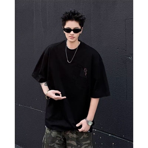 ins美式印花T恤男夏季2025新款宽松口袋潮牌短袖上衣服ST520-P35图片
