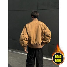 现货冬季美拉德立领飞行夹克廓形高街棒球服加棉加厚棉衣外套，男装夹克，电商A443