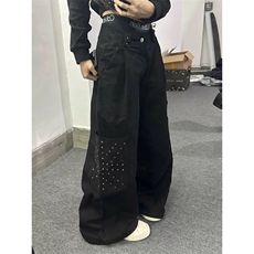 【现货】美式复古街头黑色铆钉工装裤Y33125P59，男装工装外套，星座1112-1