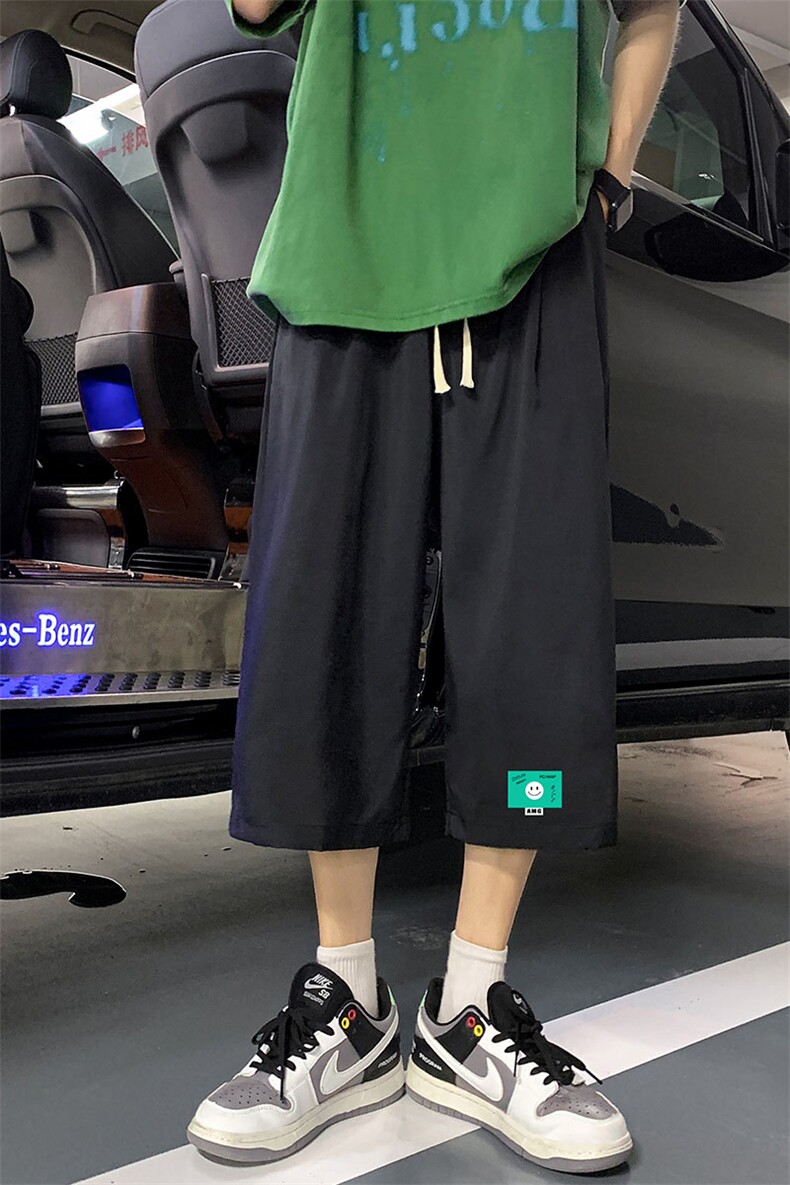 QK72264-P25冰丝七分裤男大码速干短裤男五分裤港风,男装休闲裤,电商A040