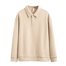 抖音得物高品质二开230克精梳珠地光版纯色宽松长袖T恤翻领POLO衫，男装T恤，电商A486
