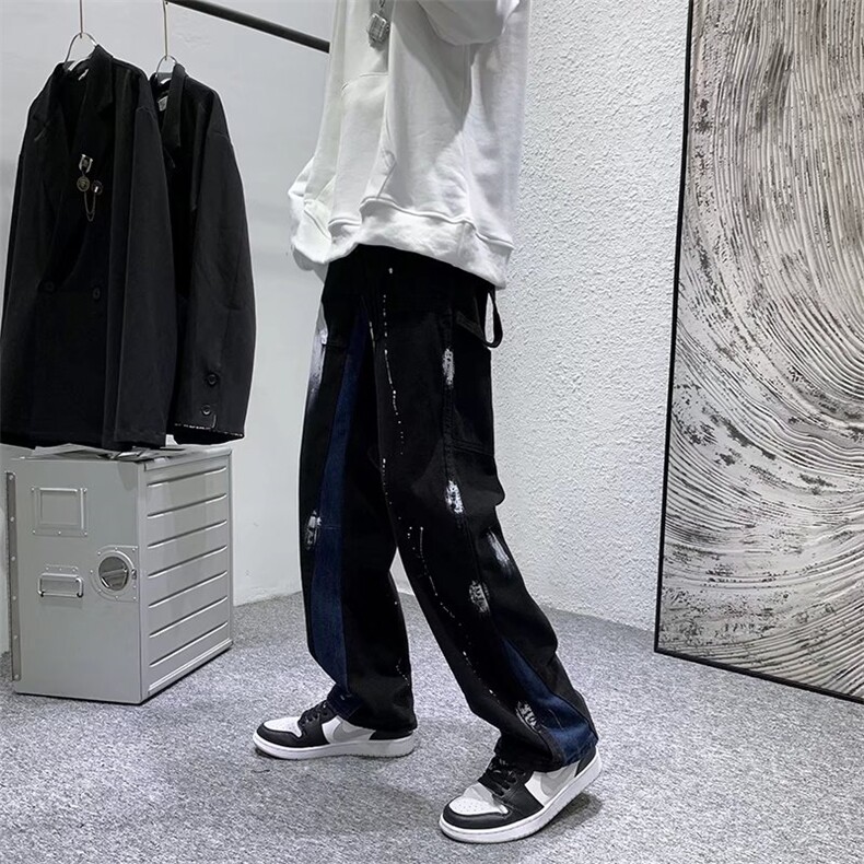 泼墨扎染高级感牛仔裤男高街美式hiphop欧美炸街裤子N1320-p48,男装牛仔裤,星座1008