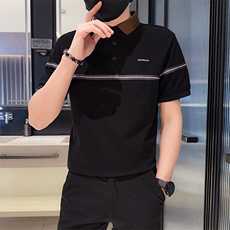 2025夏季新款织带设计短袖T恤时尚潮流翻领Polo衫B9712-P48，男装T恤，电商D342