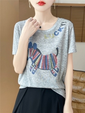 2025夏季新款女装长袖T恤圆领套头打底衫软糯正肩白色t恤针织上衣，女装T恤，朝贺羊绒