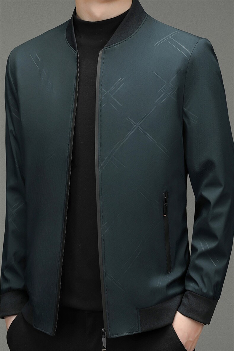 棒球领夹克男2023秋季新款商务休闲中年爸爸装外套时尚百搭上衣,男装夹克,电商B212（原钱塘6029）