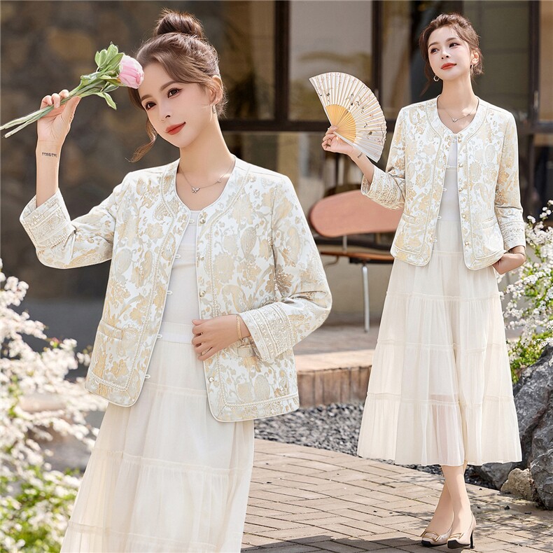 『现货』新中式轻G风外套女2026春季新款刺绣精致开衫小外套上衣，女装棉衣/棉服，意芙