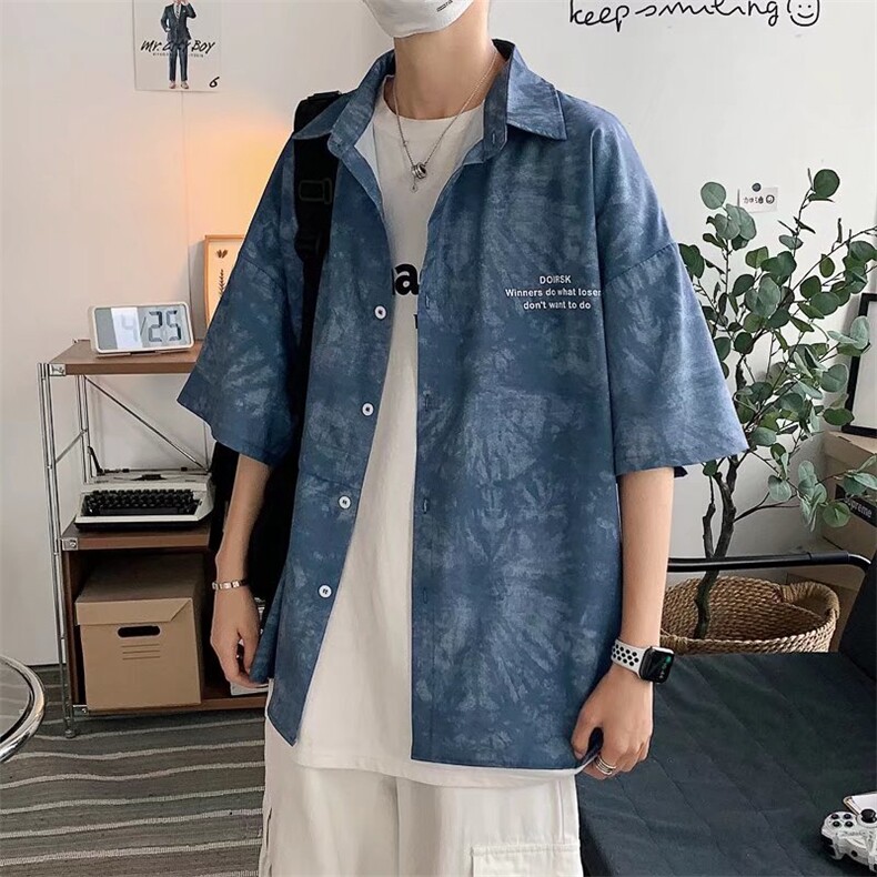 短袖衬衫春款男港风潮流扎染衬衫C239P30,男装衬衫,星座1116-2