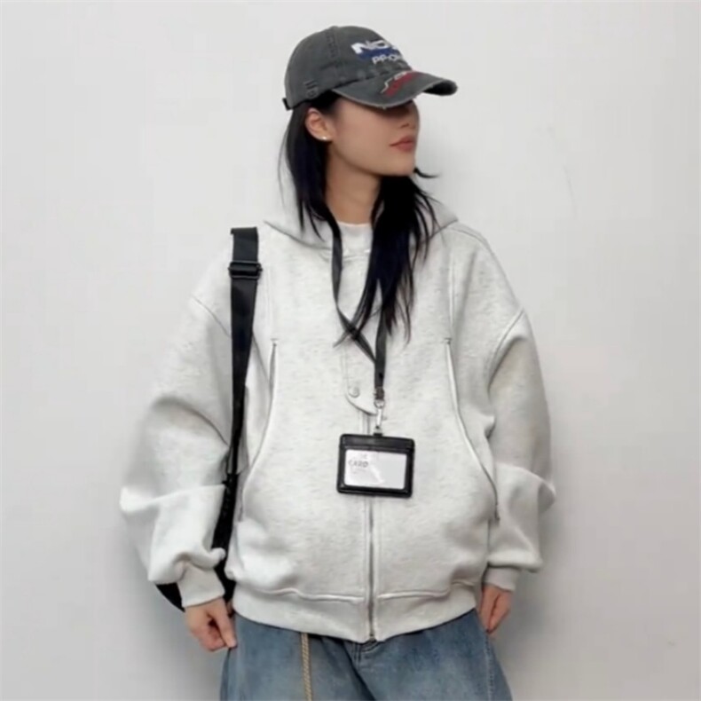 1506-1/MF161/P72男女同款港风宽松简约连帽开衫卫衣美式复古,男装卫衣,星座1506-1