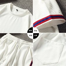 海边度假短袖t恤男沙滩半袖衣服套装男士运动短装两件套DS86T，男装T恤，电商A102