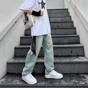 拉链男潮直脚青春流行潮流牛仔裤长裤气质直筒裤NCT001P45图片
