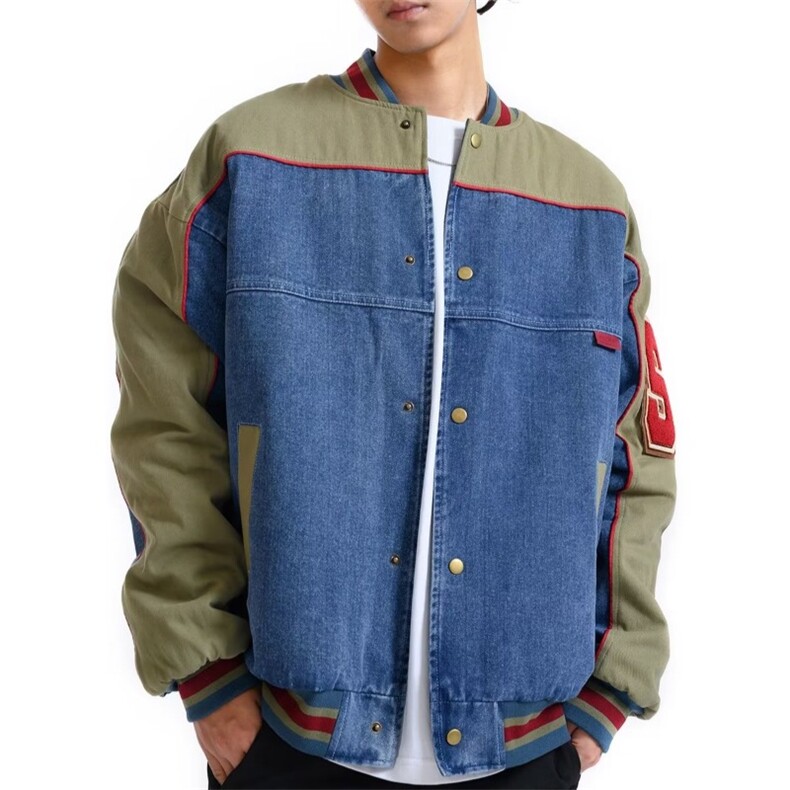美式今年牛仔外套男女美秋新款拼接百搭独特棒球服HH8527P74，男装工装外套，星座1013-5