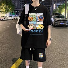 ！直播推荐！2024夏季男士华夫格短袖套装HTZ22P50，男装T恤，电商B220