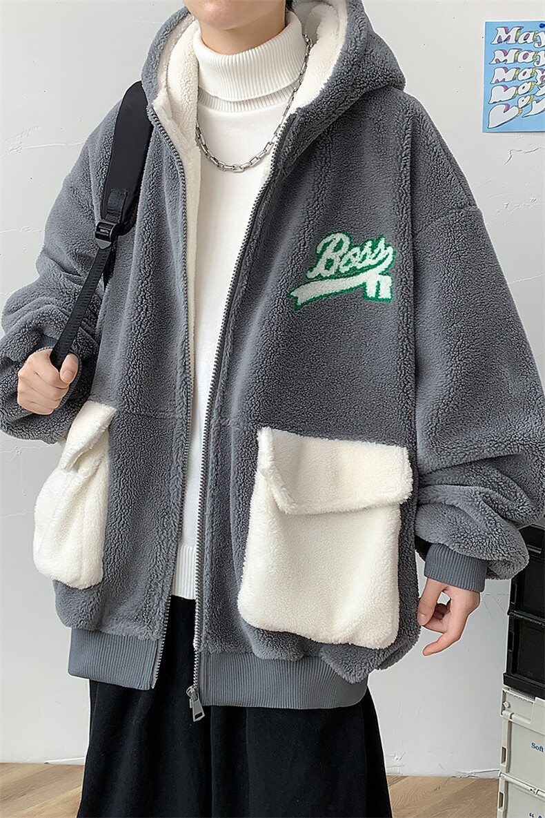 冬款加绒加厚棉衣绒里羊羔绒设计感连帽外套男士922-P110控价158,男装棉衣,电商A441-1
