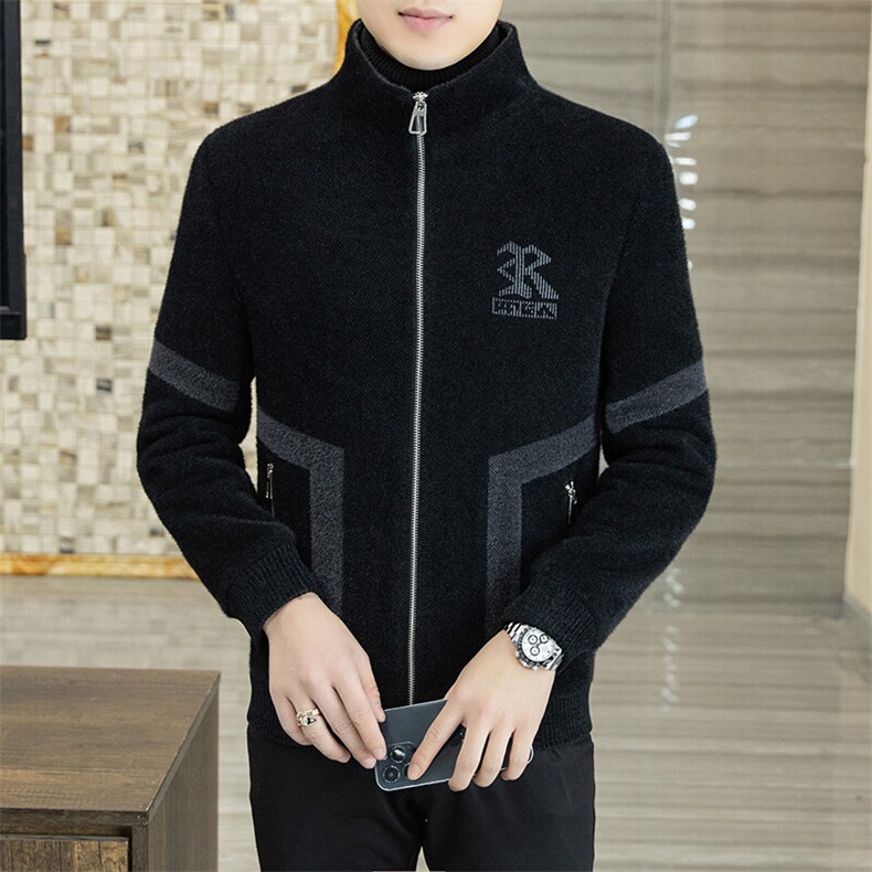 秋冬新款男高品质立领拼接加棉加厚毛呢大衣短款夹克外套A30P150，男装夹克，电商B226-2（原B217-2）