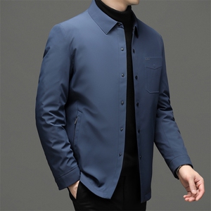 男士翻领纯色羽绒服冬季新款中年男装商务休闲上衣厚款保暖外套图片
