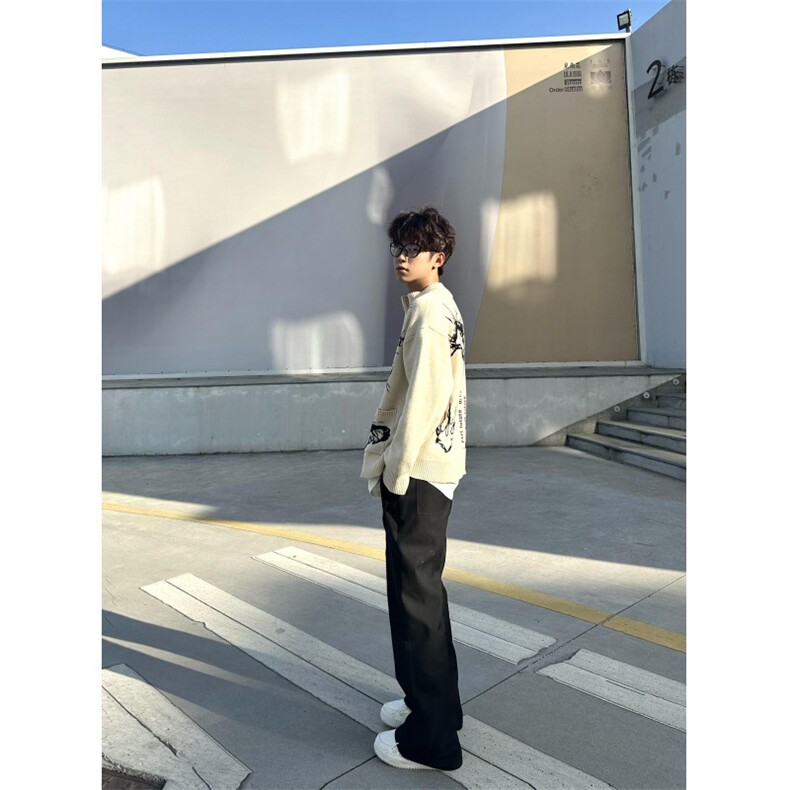 【有货】手稿印花开衫毛衣男宽松慵懒风针织衫外套MY133LL-P65,男装针织衫/毛衣,星座1007（原301D）