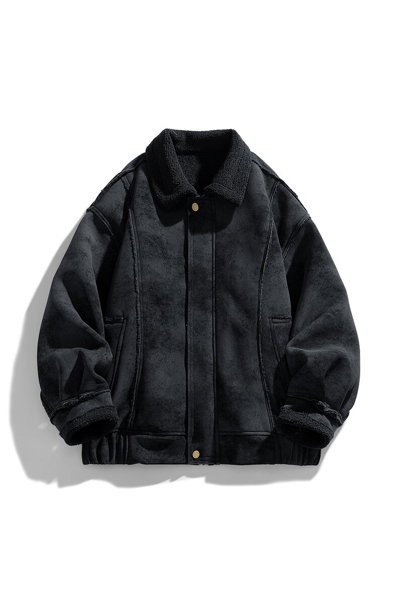 冬季翻领皮毛一体加绒休闲麂皮绒夹克仿羊羔绒加厚上衣Q9619-P115,男装夹克,电商B306