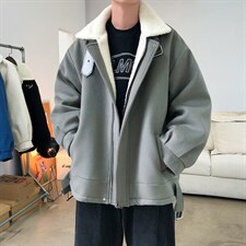 秋冬呢料港风ins纯色加厚羊羔毛短款男保暖棉衣A071-089-P125，男装棉衣，电商A071