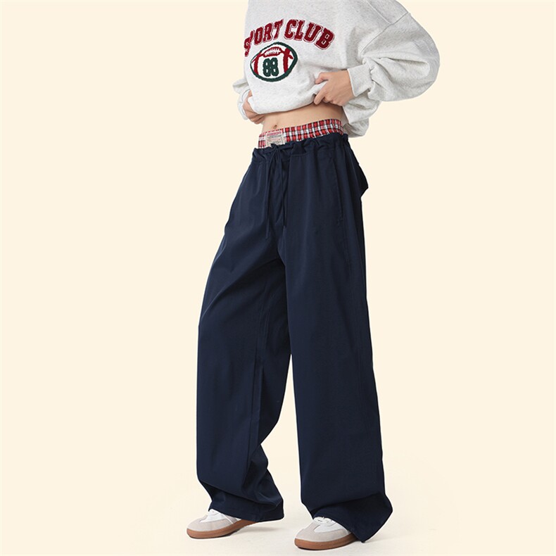 现货/秋冬主推/美式复古双腰头拼接假两件休闲裤P65B36，男装休闲裤，星座907