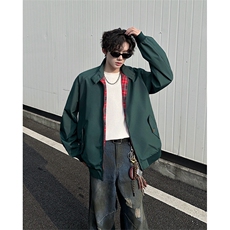 8XL-M美式复古棒球服外套男特大码潮牌双拉链立领夹克衫JK005P85，男装夹克，电商B312