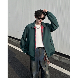 8XL-M美式复古棒球服外套男特大码潮牌双拉链立领夹克衫JK005P85图片