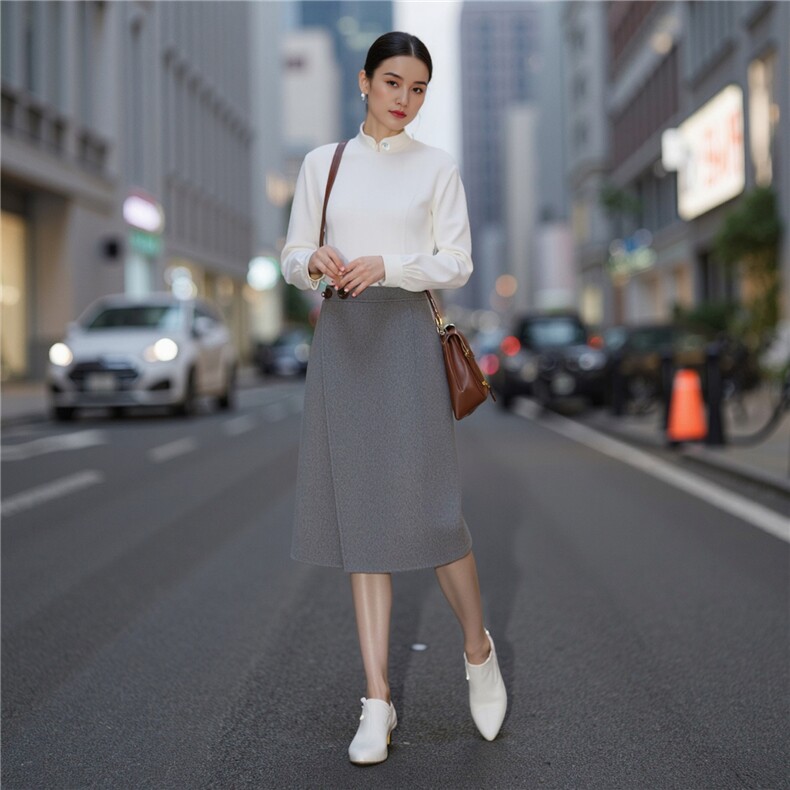 2025百搭时尚简约三扣不规则半身裙,女装半身裙,牧绒庄园