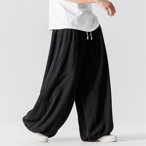夏季新款 大码日系风亚麻棉麻休闲裤直筒阔腿裤中式 K303/P75图片