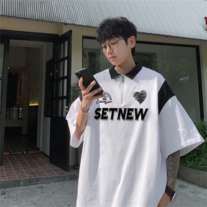 品质纯棉夏季美式复古POLO衫男潮流宽松短袖XP235-P45控68抖音78图片