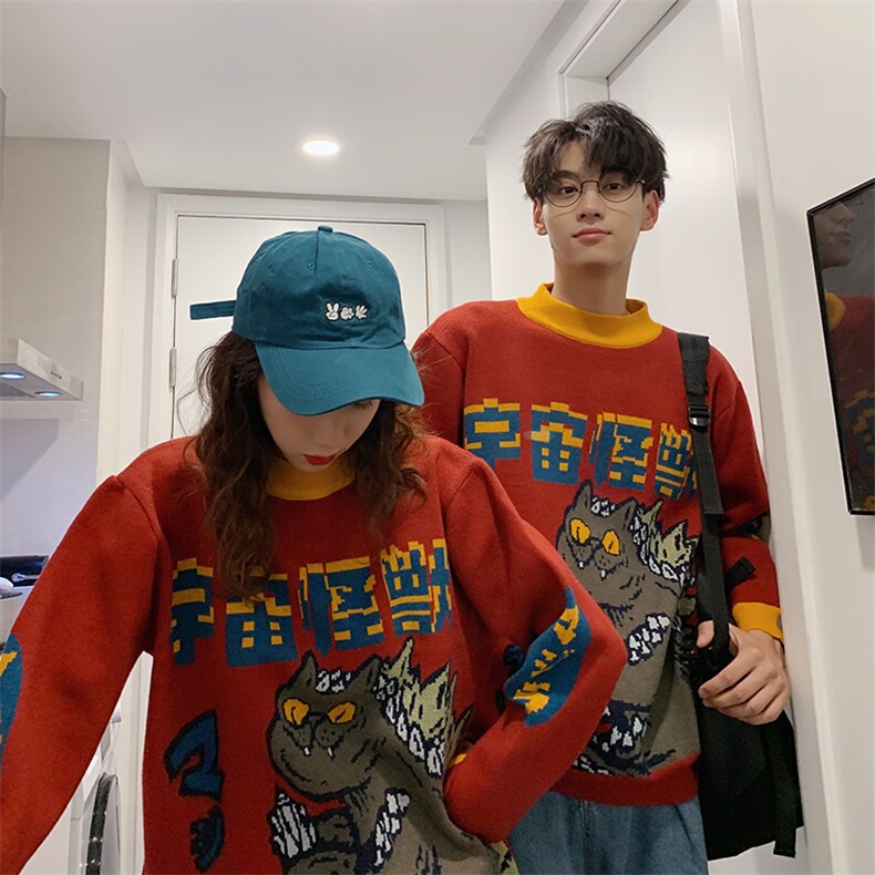 韩版复古加厚宽松情侣ins半高领毛衣针织衫男女T008-P80,男装针织衫/毛衣,星座1501