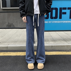 2026春季牛仔裤男斜切微喇美式高街vibe弯刀裤子-A2289TP35，男装牛仔裤，电商B241