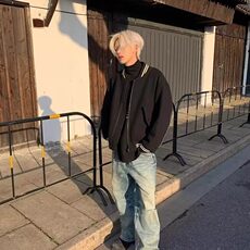 毛呢棒球服高品质美式复古休闲百搭短款显高秋冬外套男，男装夹克，星座506A