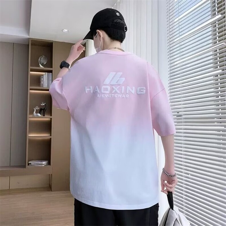 短袖t恤男士青少年2025夏季渐变潮牌新款半袖体恤休闲上衣服Tins,男装T恤,星座506A