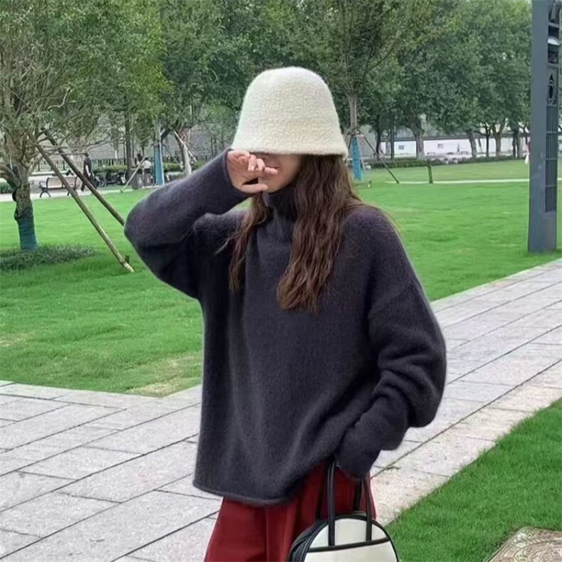 秋冬季羊毛高领纯色百搭款休闲羊毛衫,女装羊毛衫,锦瑟羊绒