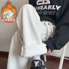 肌理感裤子男款春秋季2025新款美式复古宽松大码垂感直筒休闲长裤，男装休闲裤，电商A001