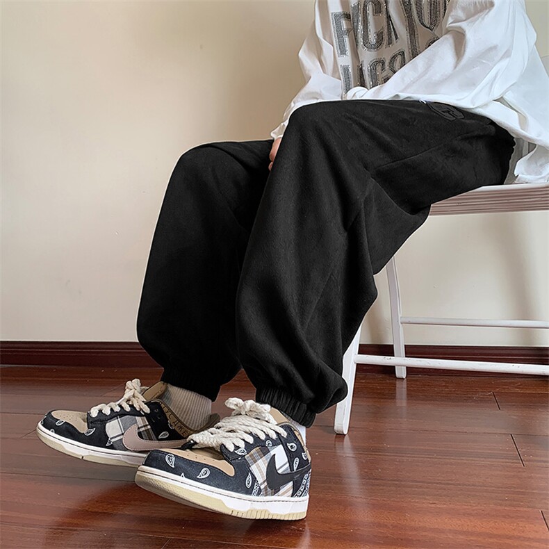 KP602P48港风麂皮绒休闲裤男包边包条宽松大码束脚卫裤,男装休闲裤,星座1204-3