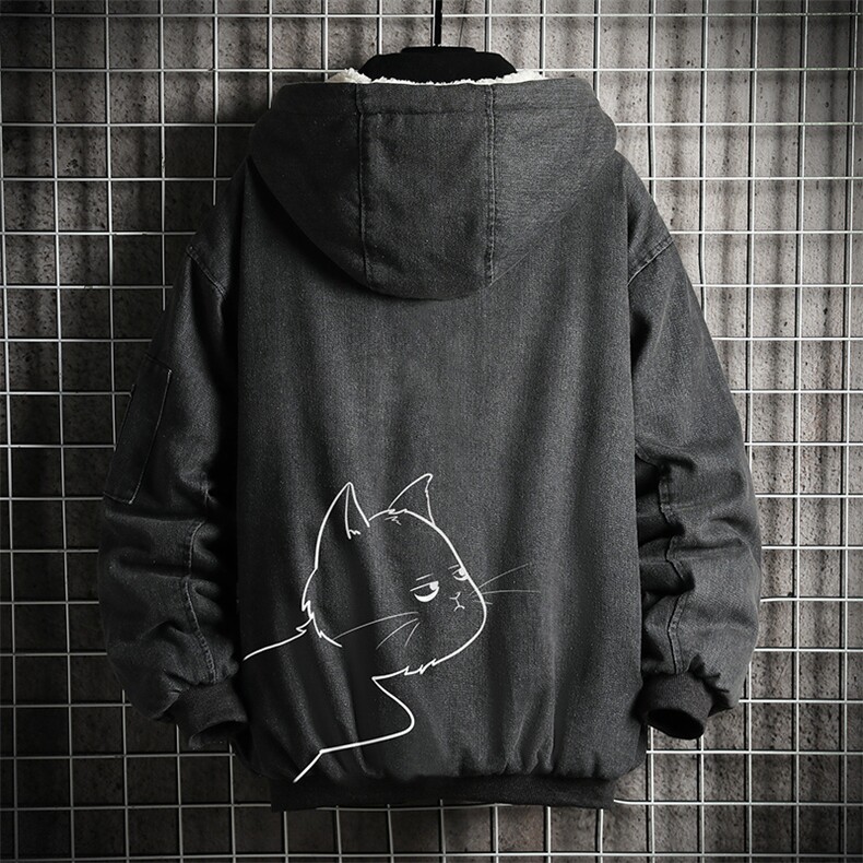 NM53149-P140 牛仔外套男大码加厚加绒棉衣男羊羔毛棉服男图片