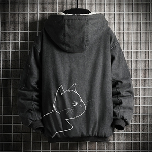NM53149-P140 牛仔外套男大码加厚加绒棉衣男羊羔毛棉服男图片