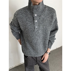 得物品质秋冬款男高领毛衣排扣针织衫休闲线衣外套M5805P78，男装针织衫/毛衣，星座1013-1