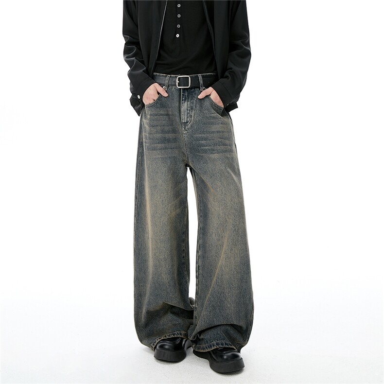 xz905-2-Z084#P65-（控98）老钱风美式宽松阔腿牛仔裤,男装牛仔裤,星座905-2