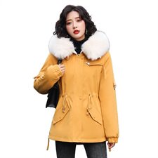 棉衣女中长款派克服2020冬装新款女装大毛领连帽棉袄棉袄外套潮派克服，女装派克服，依恋蒂丝